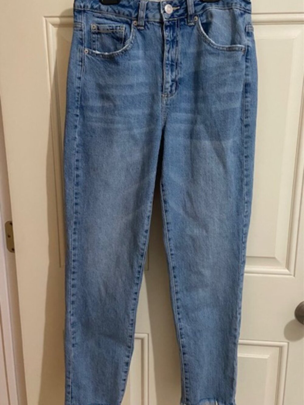 Garage Womens Jeans Distressed Blue Denim High Rise Straight Ankle F499 Size 07
